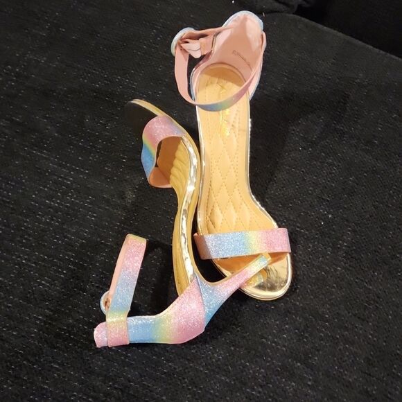 Anne Michelle Ankle Strap Open-Toe Multi Color Platform Heels - Picture 7 of 7